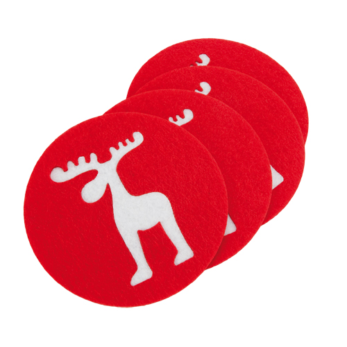 Set of Felt Coasters with Reindeer Design - Dodington
