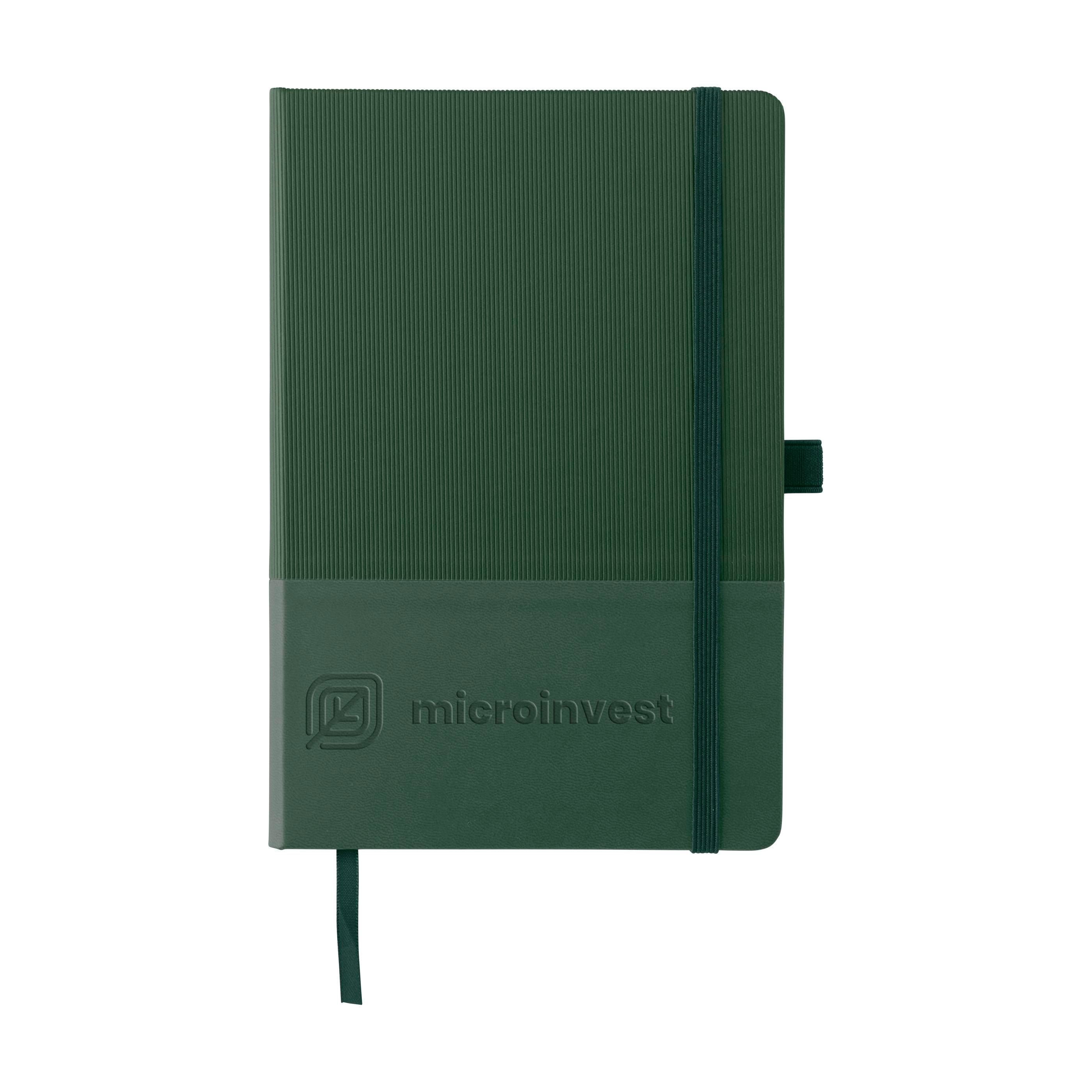 Groovy A5 notebook with ribbed PU hard cover and FSC Mix paper, logo