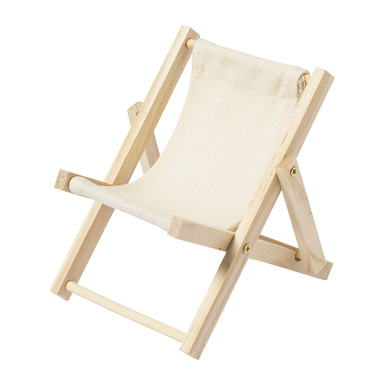 Modek deck chair shaped desk phone holder in wood and cotton, logo