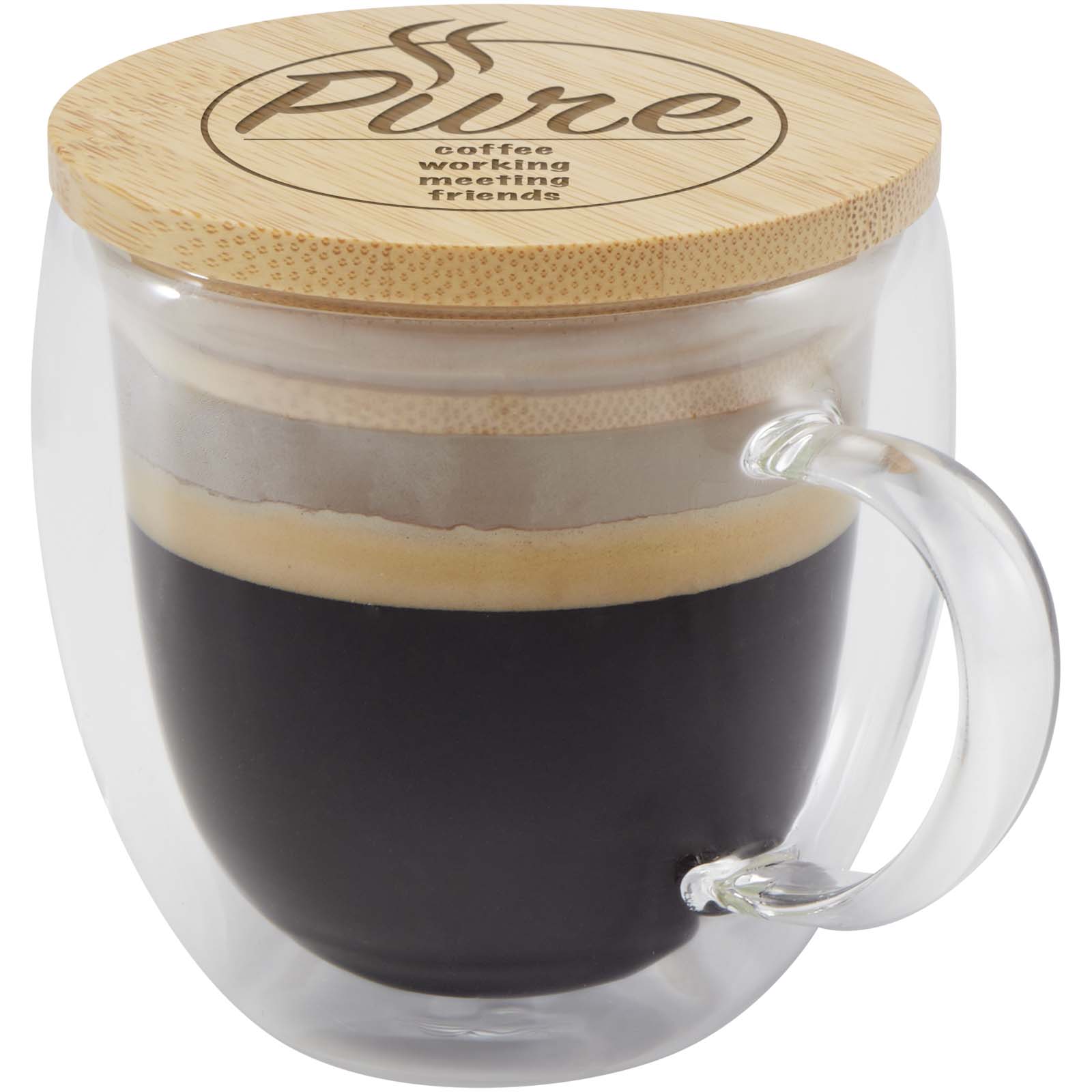 Arlo 250 ml glass mug with bamboo lid