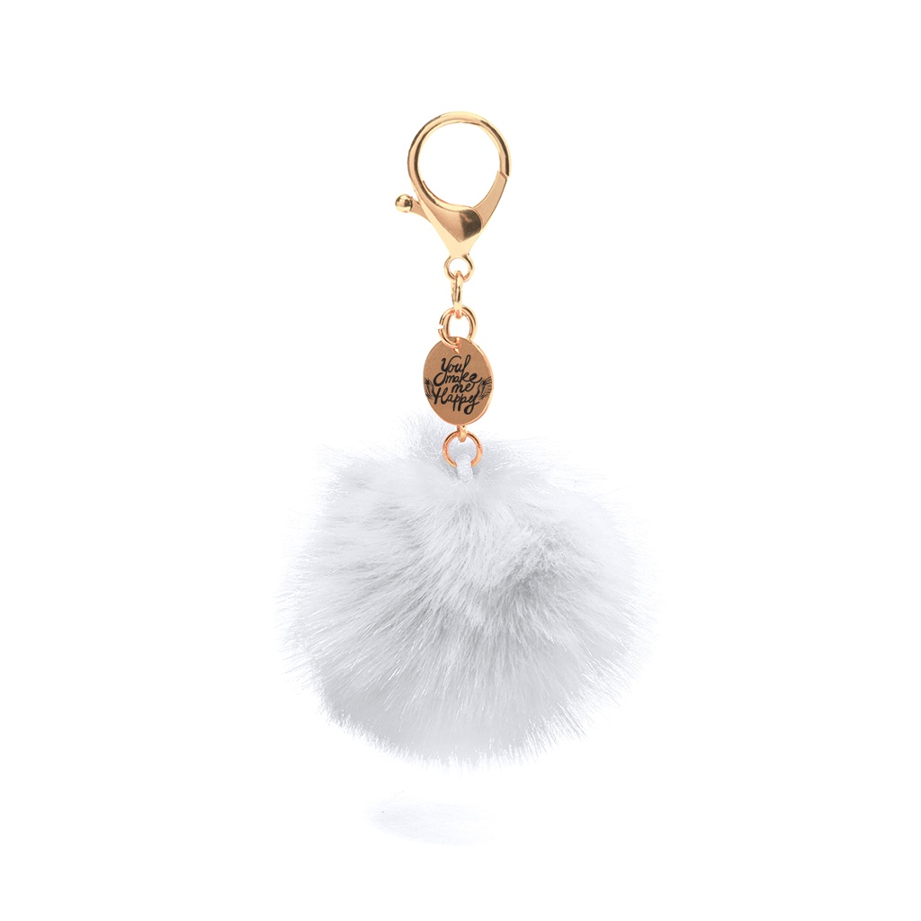 Soft Pom Pom Keychain with Golden Plate - Emsworth
