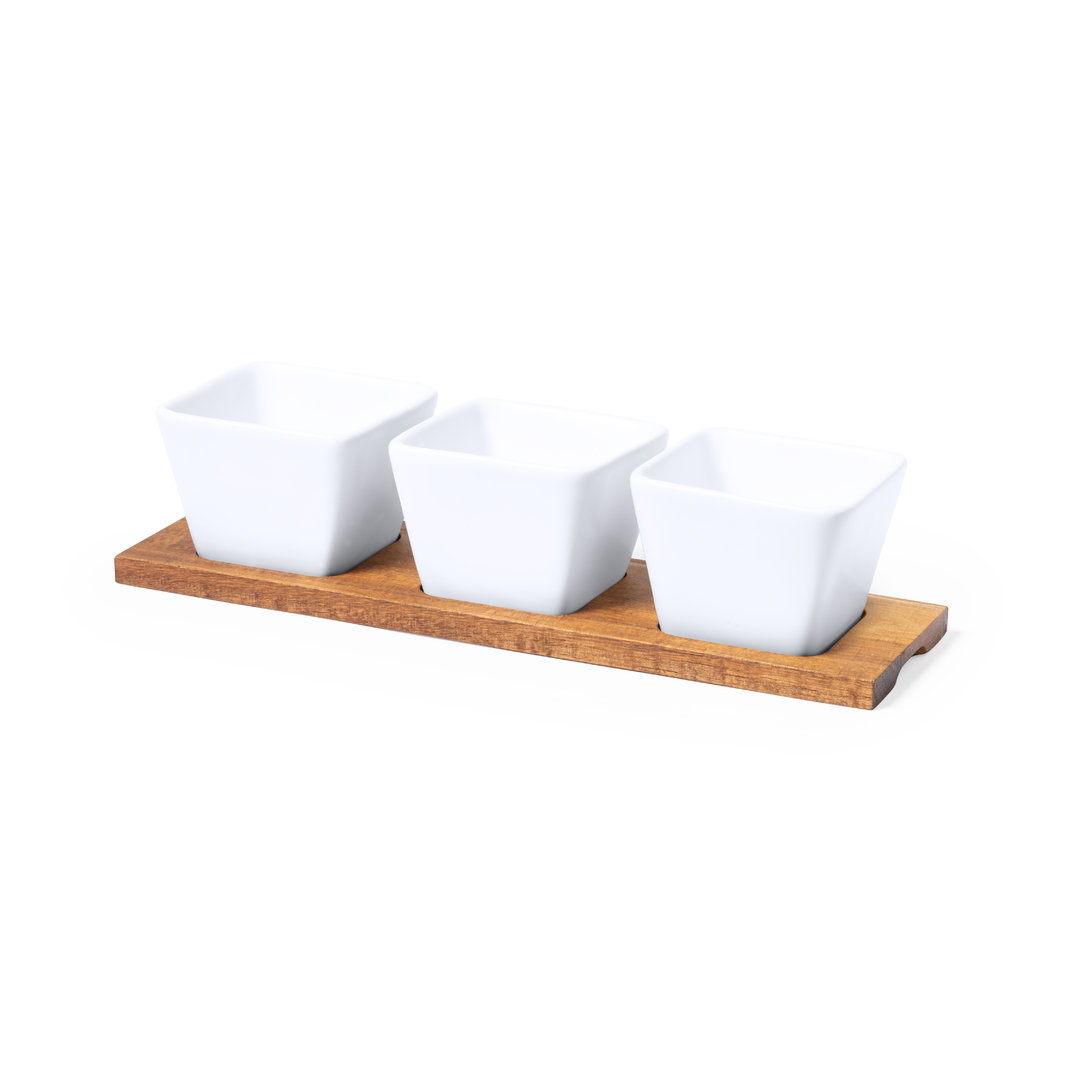 Llanfairpwllgwyngyll Appetizer Tray - Made of ceramic with a wooden base - Hoylake
