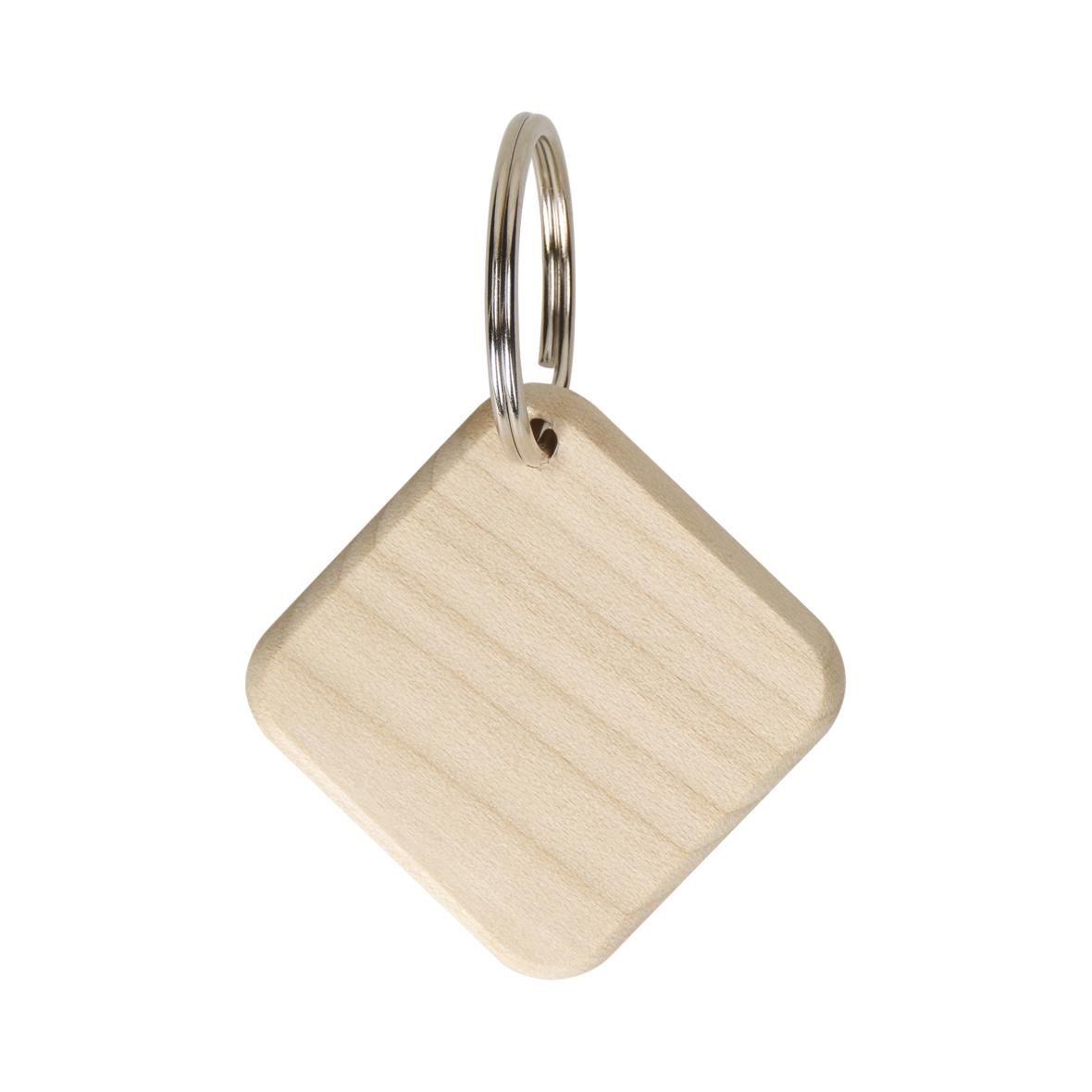 A key ring in the shape of a square, crafted from Maplewood, from the Chipstable brand. - Lulworth Cove