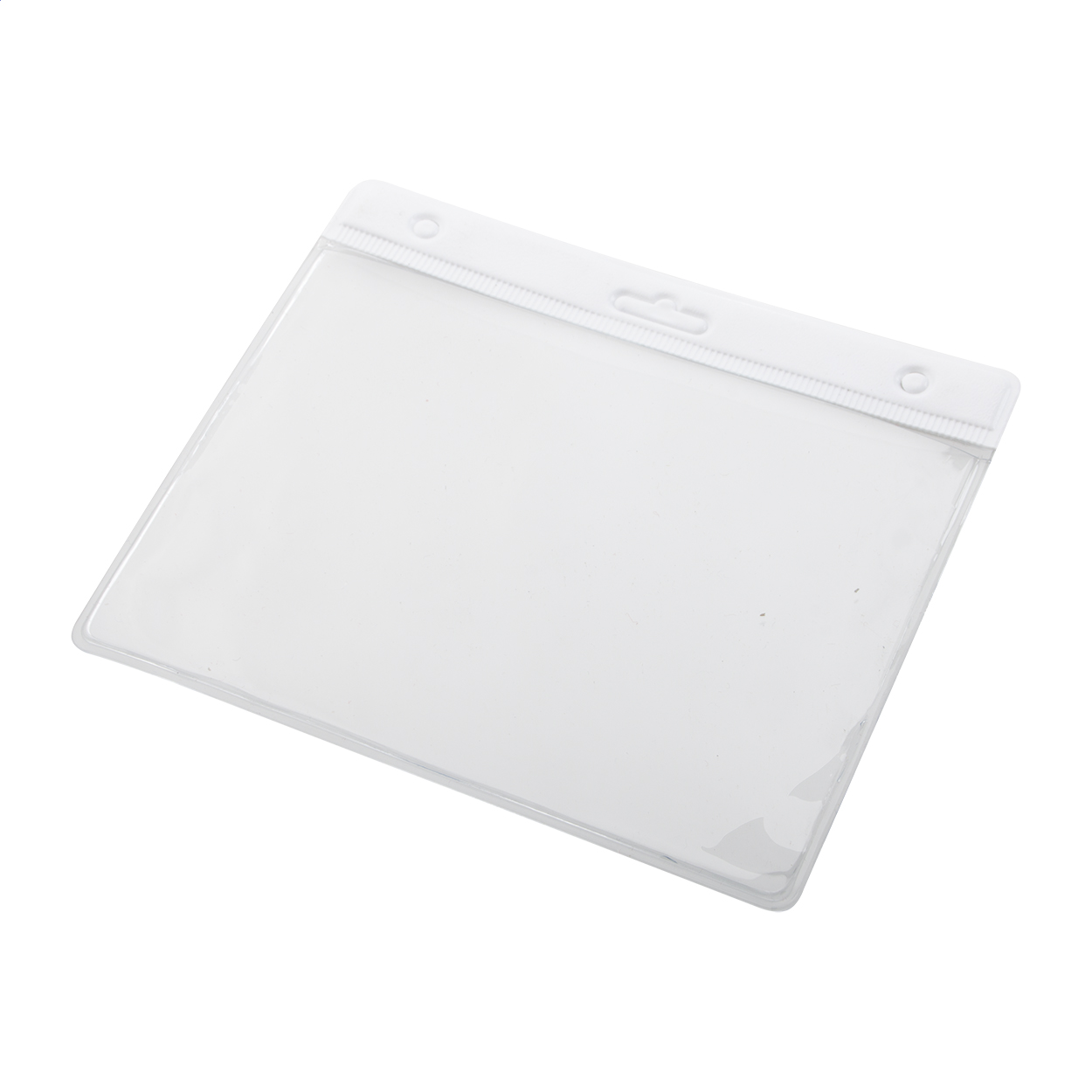 Bahhol transparent PVC badge holder with solid colour header and logo printed with logo