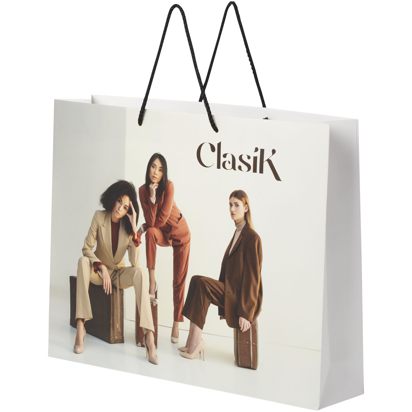 XXL Handmade Matte Paper Bag with Plastic Handles - Thirsk