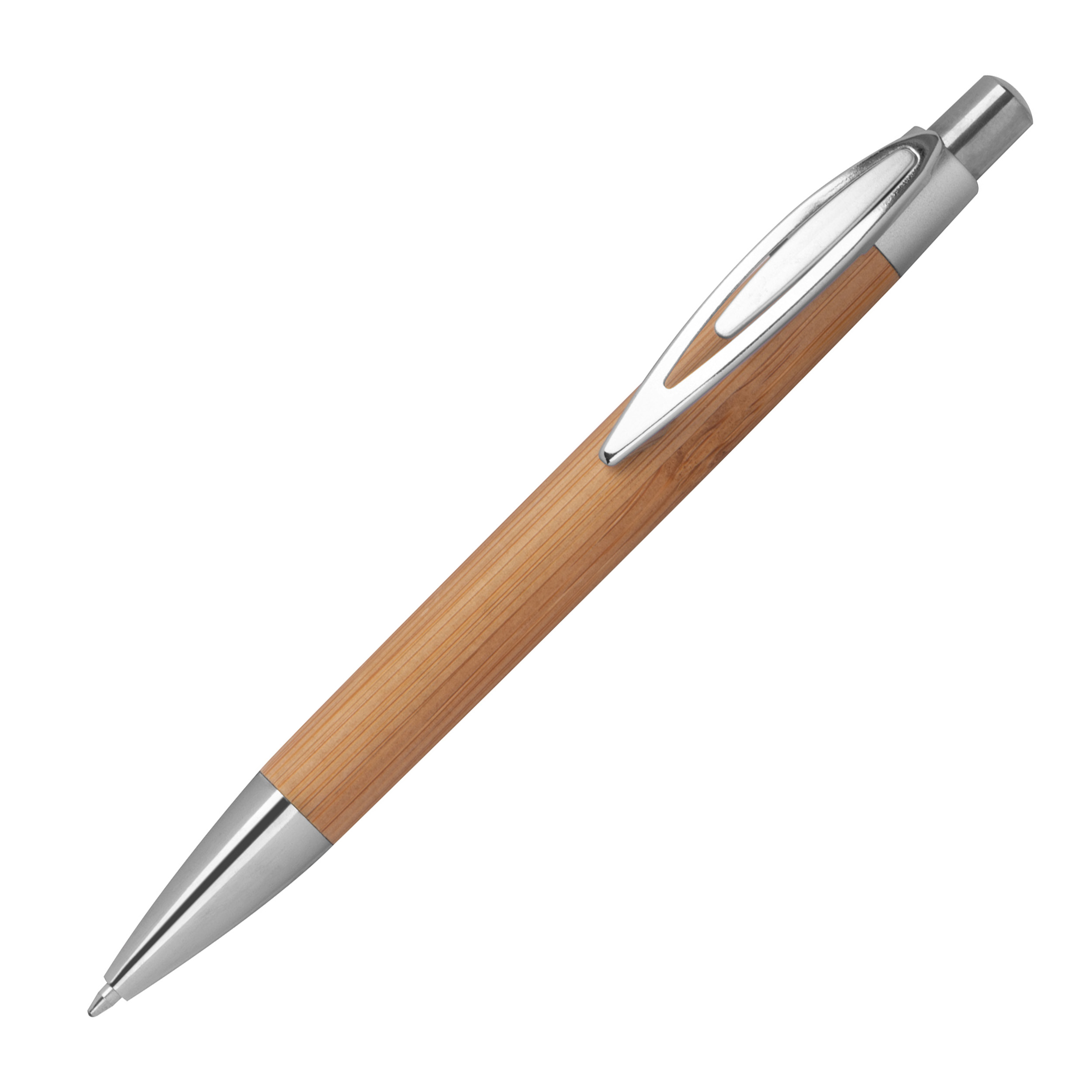 A ballpoint pen in silver colour, covered with a layer of bamboo - Otley