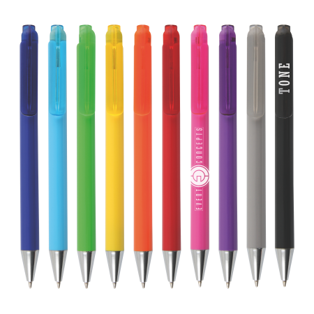 MANHATTAN Solid Colour Barrel Ballpoint Pen with Transparent Coloured Clip - Crawshawbooth