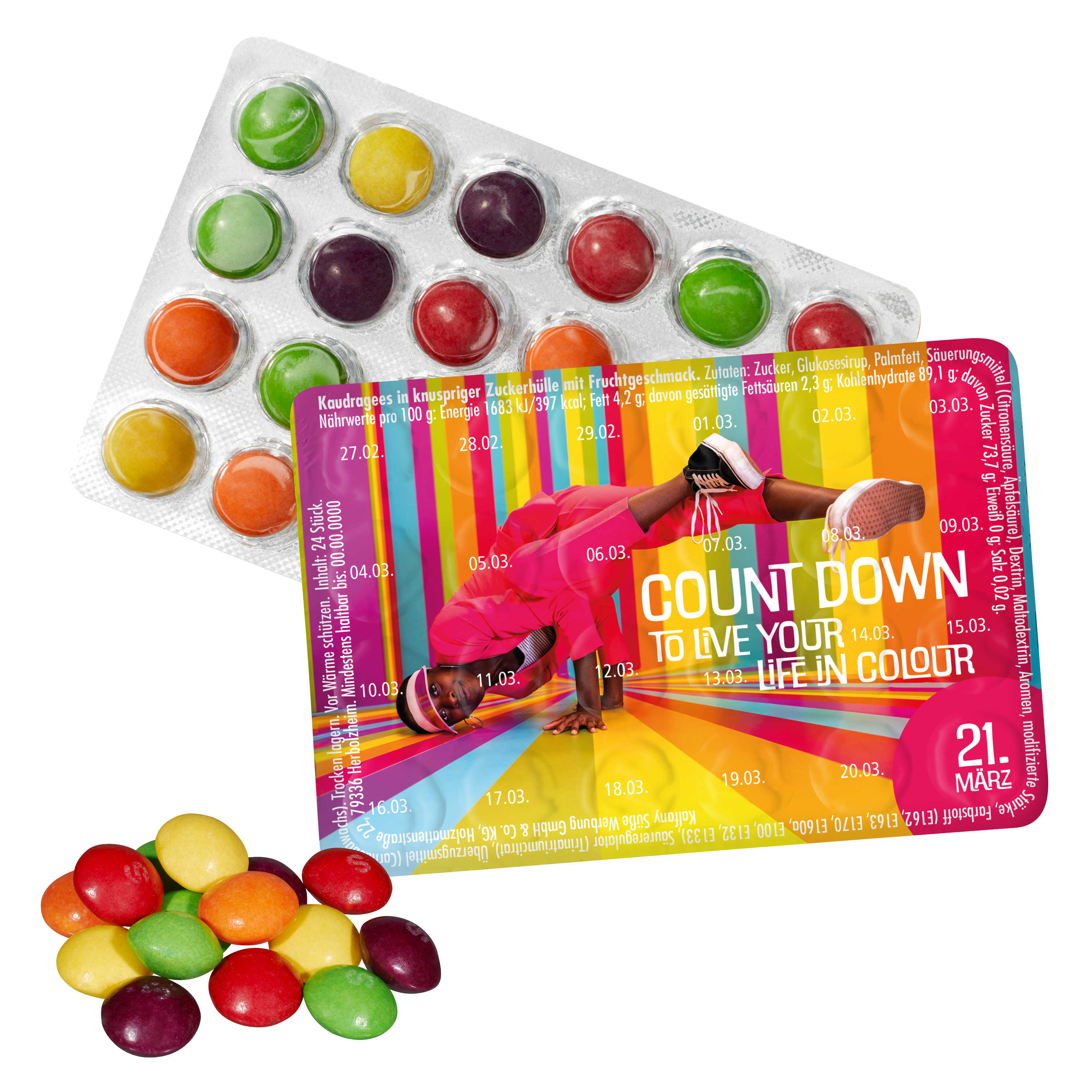 World's Tiniest Candy Calendar - Donnington printed with logo