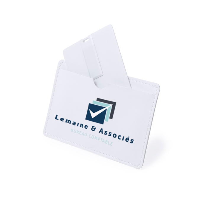 Ultra-flat 16GB USB card flash drive with PU leather case - Hitchin