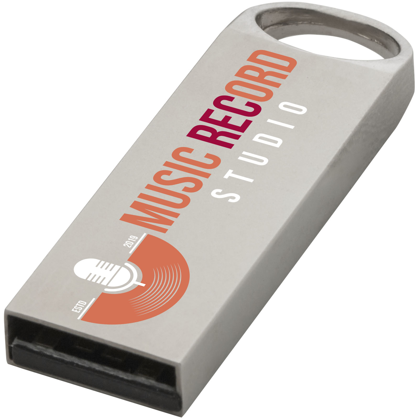 Compact lightweight metal USB 3.0 flash drive with logo, modern design printed with logo