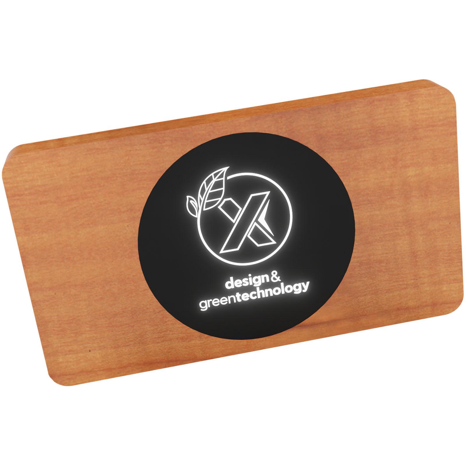 5000 mAh Wooden Power Bank with Light-Up Logo - Fawley