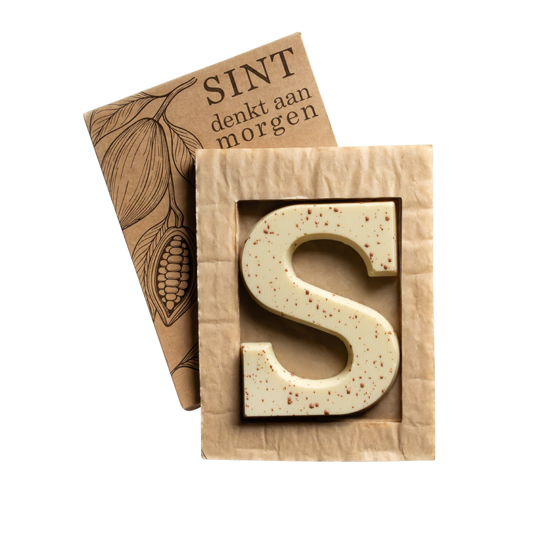 Stylish White Chocolate Letter S with Bronze Accents - Toller Whelme