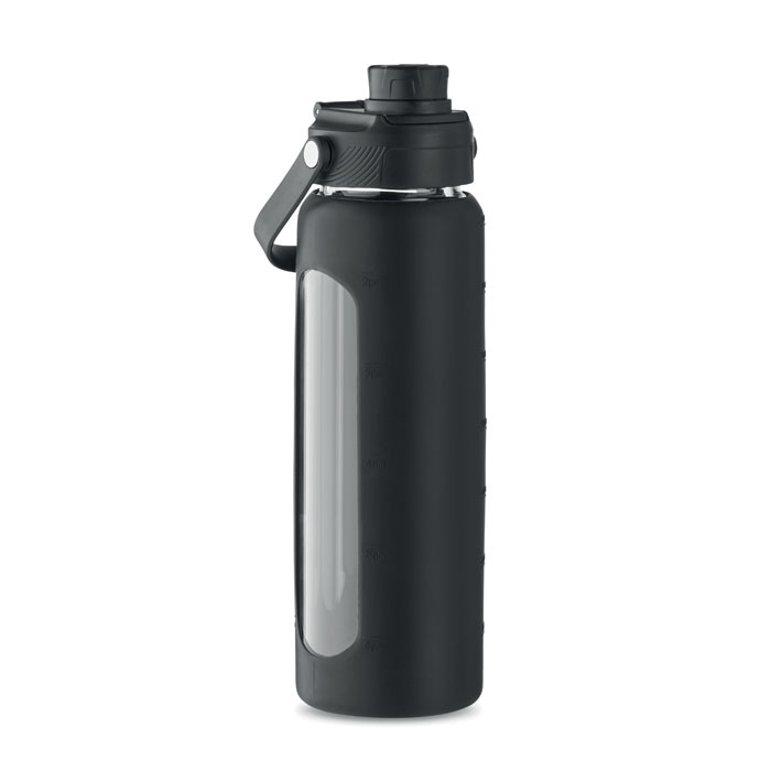 A glass water bottle that features a silicone grip - Faversham