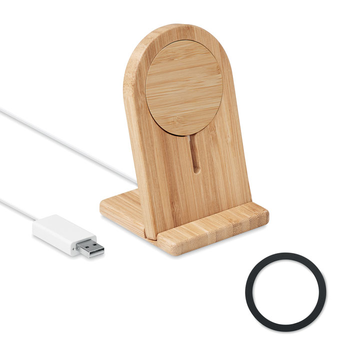 Magnetic Bamboo Wireless Charger with Stand - Pershore