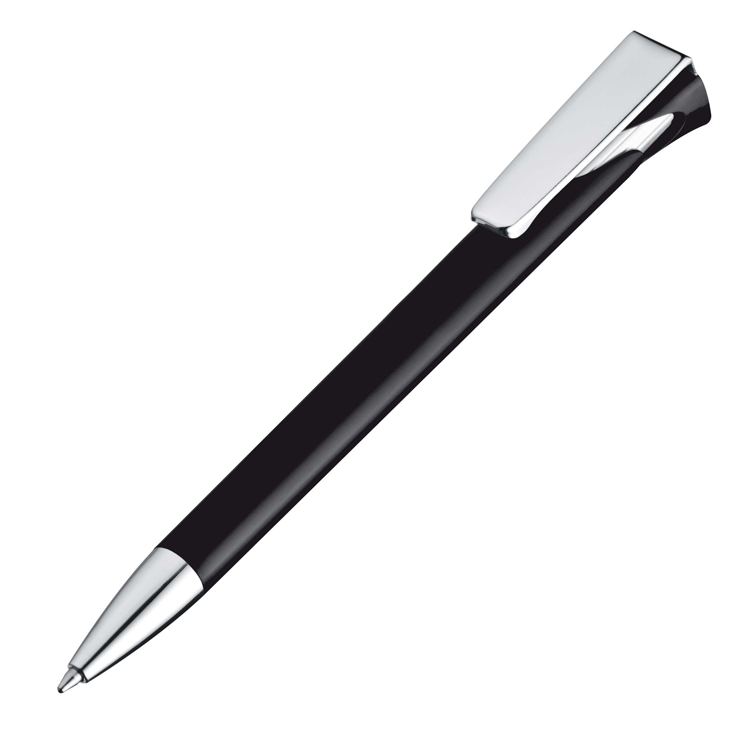This is a plastic ballpoint pen with a logo print from Woodmancote. - Kilmarnock