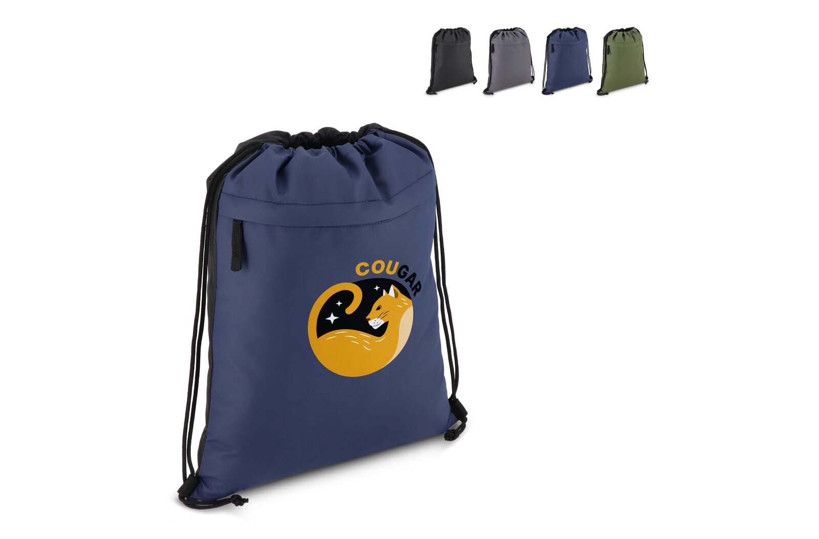 PU coated 600D recycled PET drawstring bag 33 x 42 cm