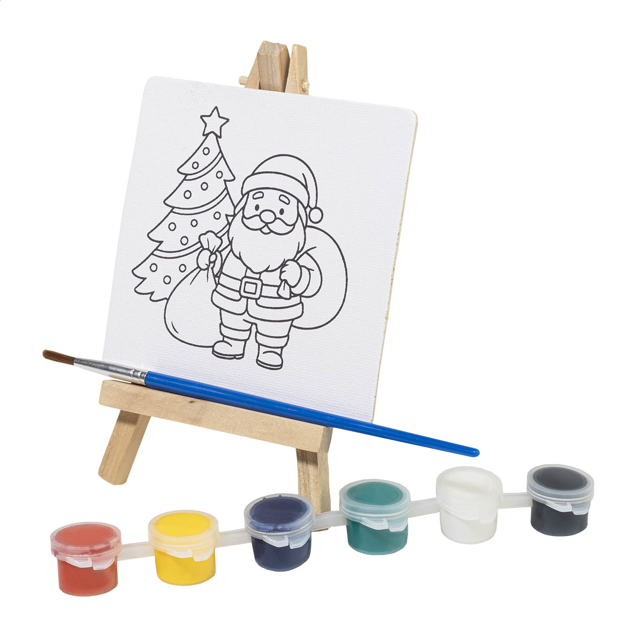 Malajul Mini-Weihnachtsmalset mit Leinwand und Holzständer, Logo bedrucken mit Logo