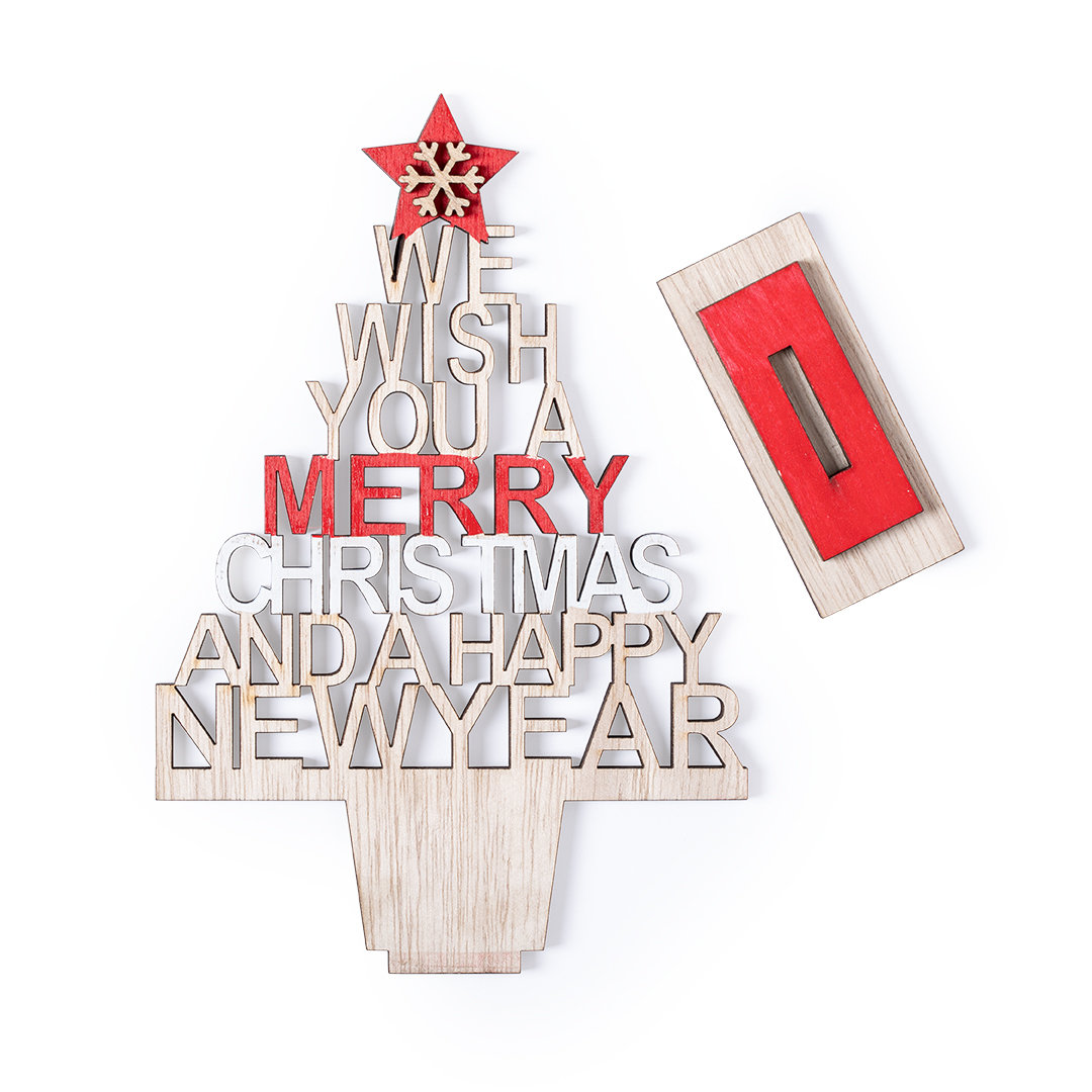 Wooden Christmas Tree with Die Cut Message - Melton Mowbray