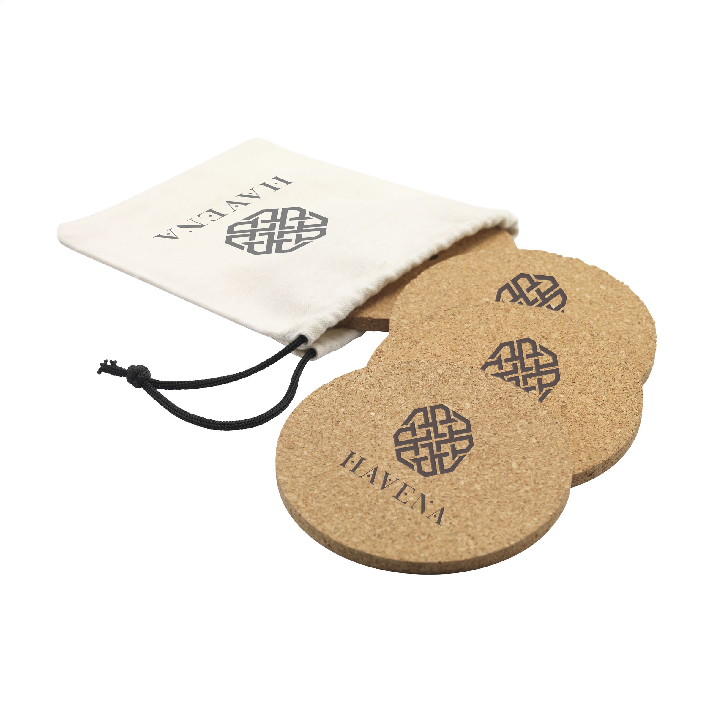 Cork Coasters Set with Cotton Pouch - Pelsall