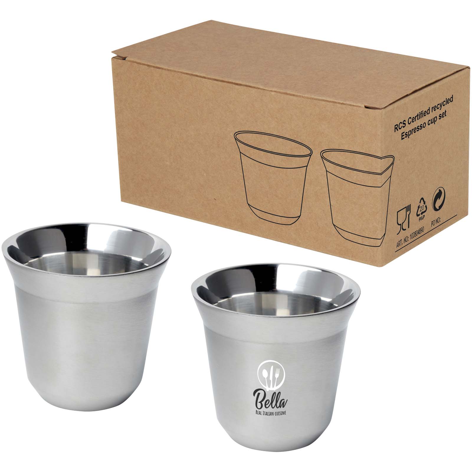 Duo 80 ml RCS certified stainless steel espresso cup set