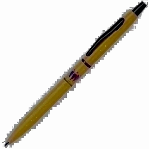 A push-up ball pen with a two-tone aluminum body and blue ink - Rosehearty