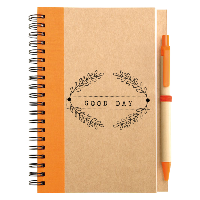 A notebook made of recycled paper that comes with a matching pen - Winkleigh - Allerton