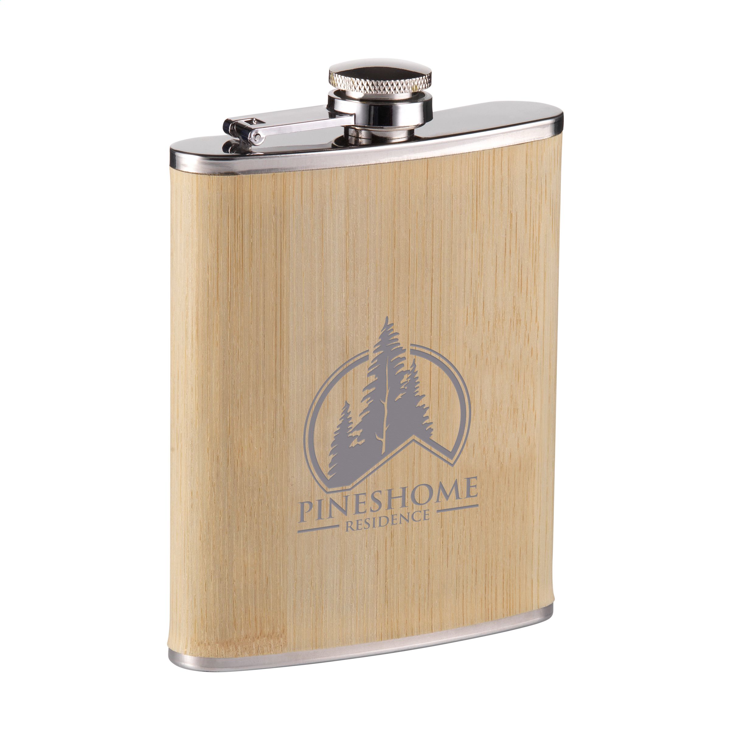 Stainless-Steel Bamboo Hip Flask - Little Snoring - Hinckley