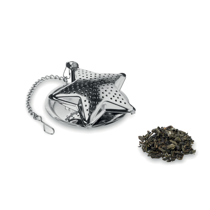 Infusor de té de hoja suelta de acero inoxidable con cadena extendida y plato mini - Herne Hill