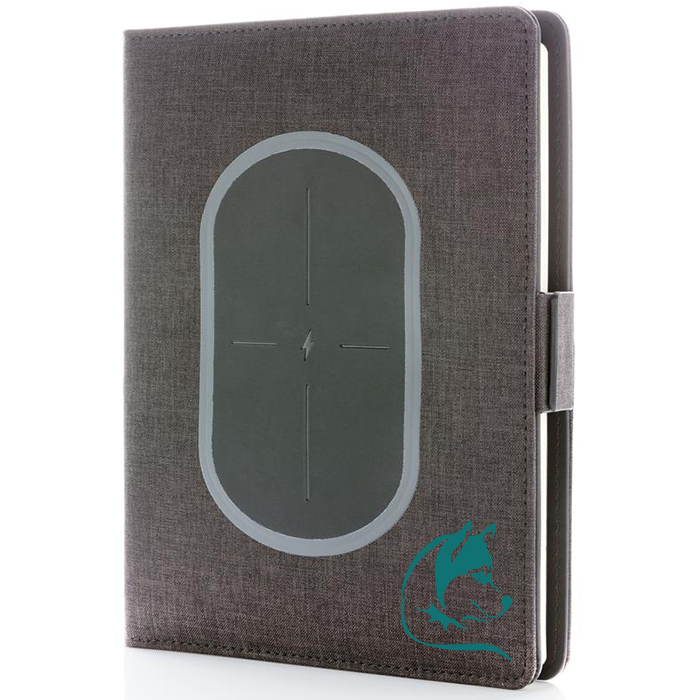 A Puddletown notebook cover that comes with a wireless charging pad - Sale