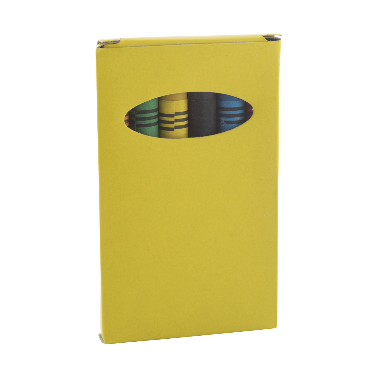 Sorell 6 piece crayon set in coloured paper box with your logo printed with logo