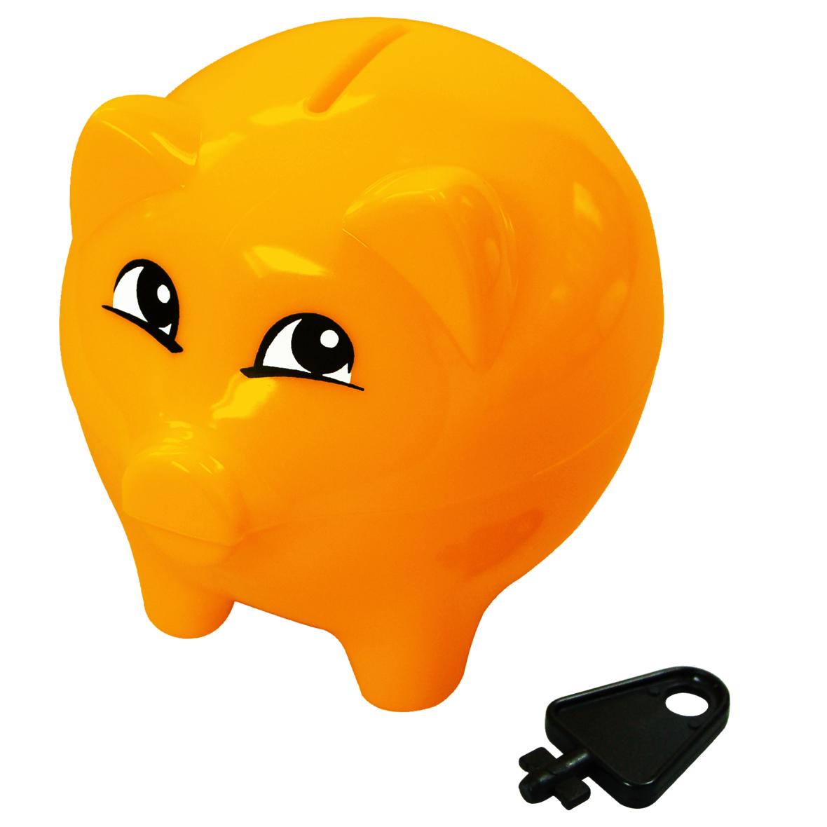 Printed Plastic Piggy Bank with Matching Key - East Meon