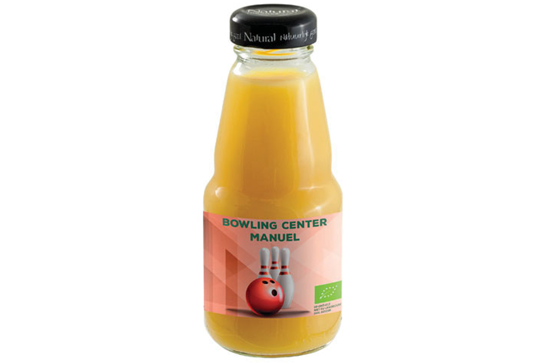 Orange juice in a 200ml glass bottle with a black cap - East Coker - Churchtown