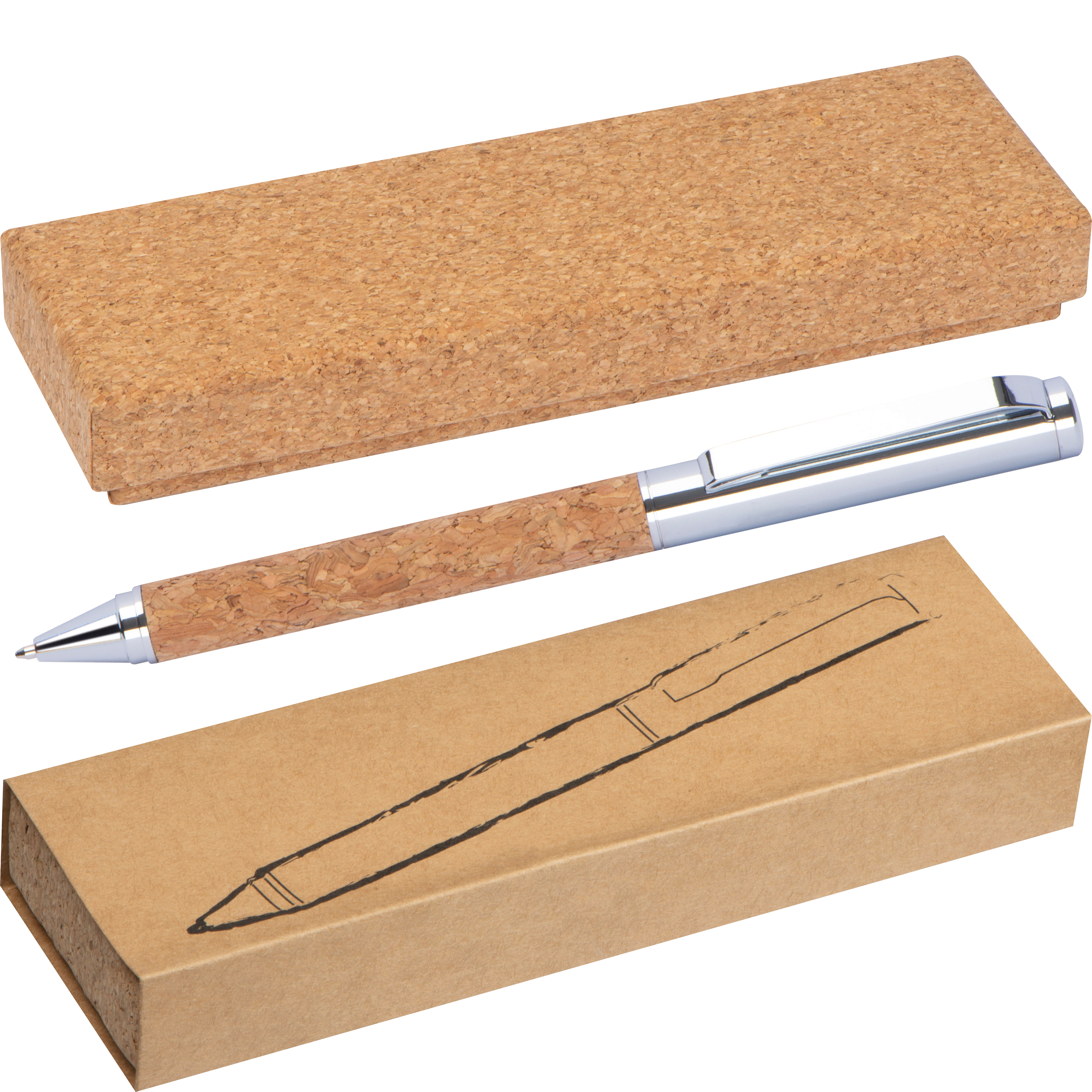 Metal pen with cork layer and twist action - Ellingham - Longford
