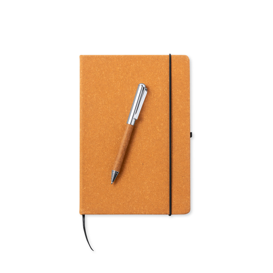 Recycled Leather Notepad and Ball Pen Set - Cheddar - Kingston upon Thames