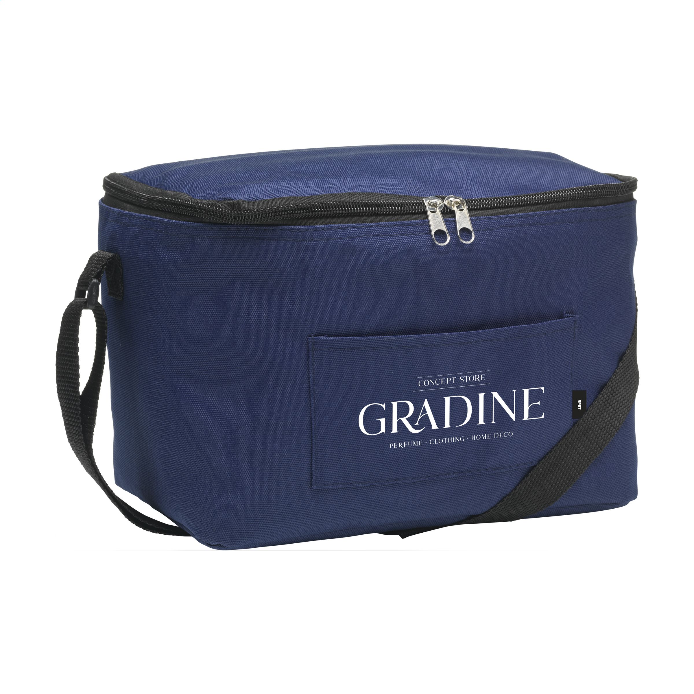 Cooler Bag made from 600D RPET Polyester, crafted from Recycled PET Bottles, and featuring an Adjustable Carrying Strap - Haseley