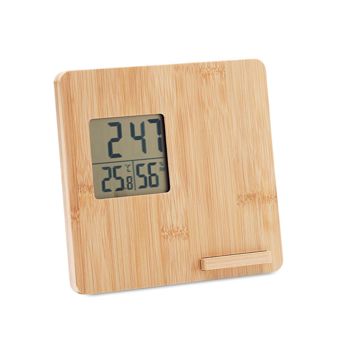 Bamboo Wireless Charger with Time, Temperature and Humidity Display - Southam