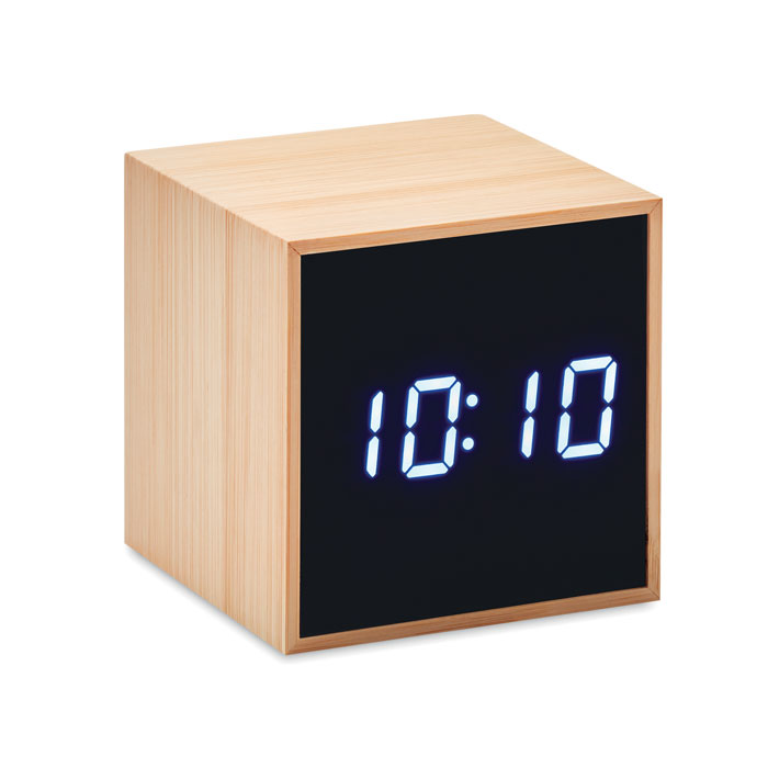 Alarm clock with LED time display and temperature display, encased in bamboo - Aughton (Merseyside)