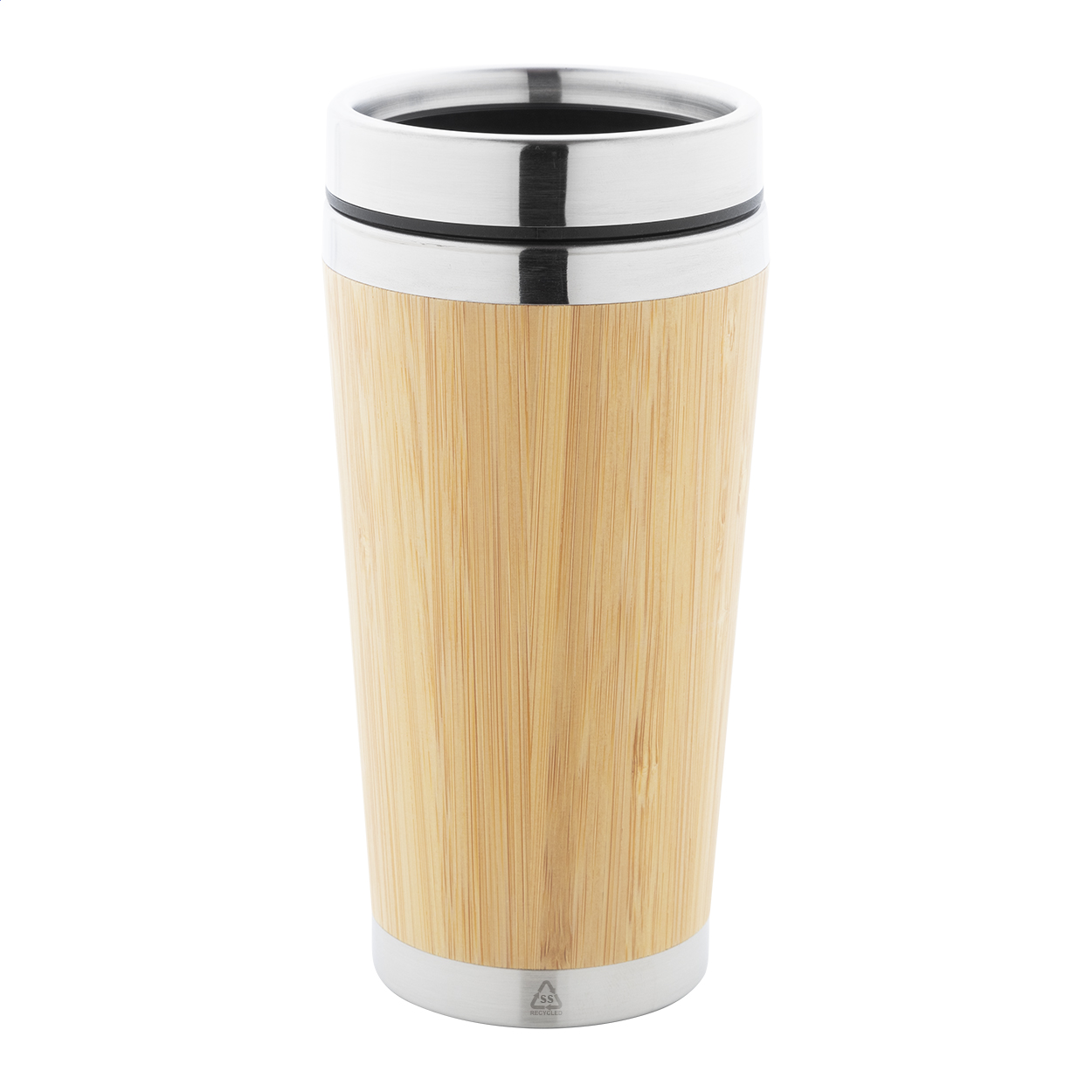 Tooka bamboo covered recycled stainless steel thermo cup, 500 ml, with logo