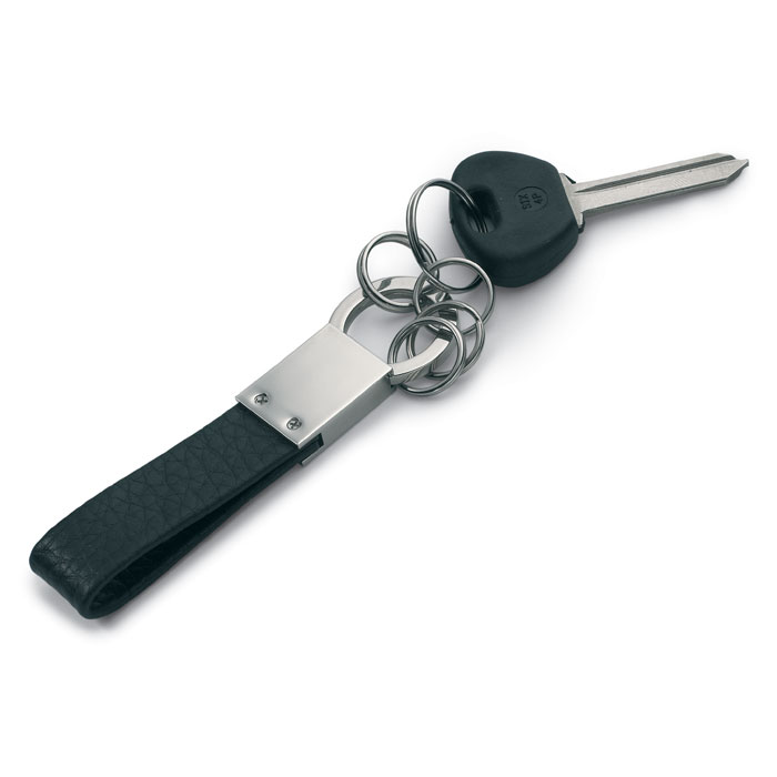 A key ring that features several rings and a strap made from PU leather - Hawsker - Dronfield