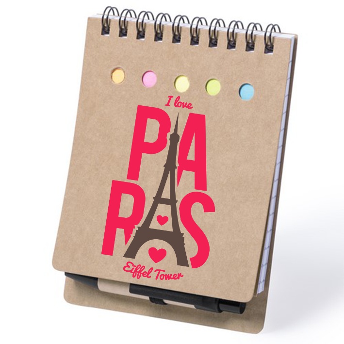 Recycled Cardboard Sticky Notes and Pen Set - Hinckley