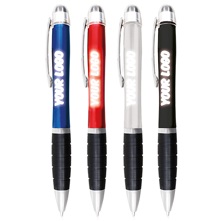 CAICOS Plastic Ballpoint Pen with Logo Light, Black Grip and Refill - Bodmin