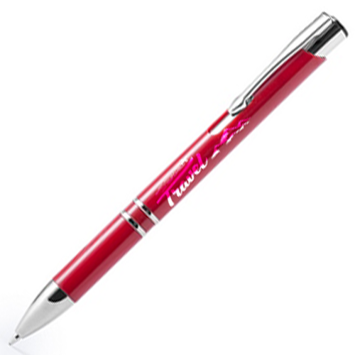 Bright Colored Ball Pen with Chromed Details and Blue Ink - Portsmouth