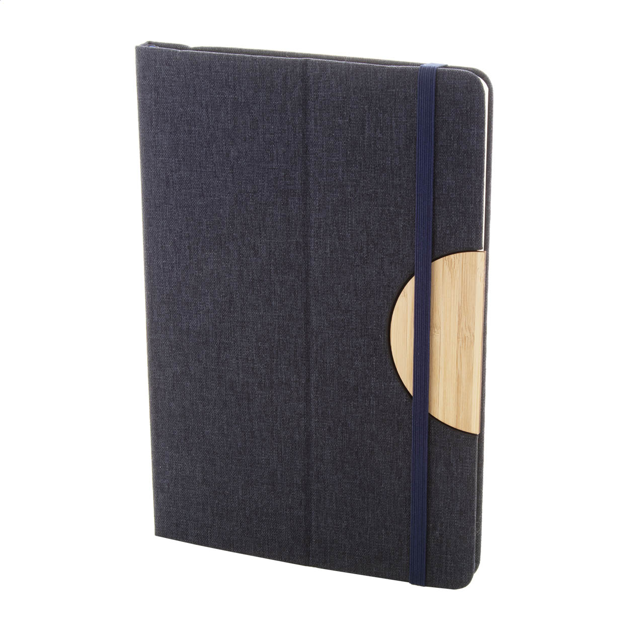 Bothom A5 RPET notebook with bamboo phone holder insert and logo