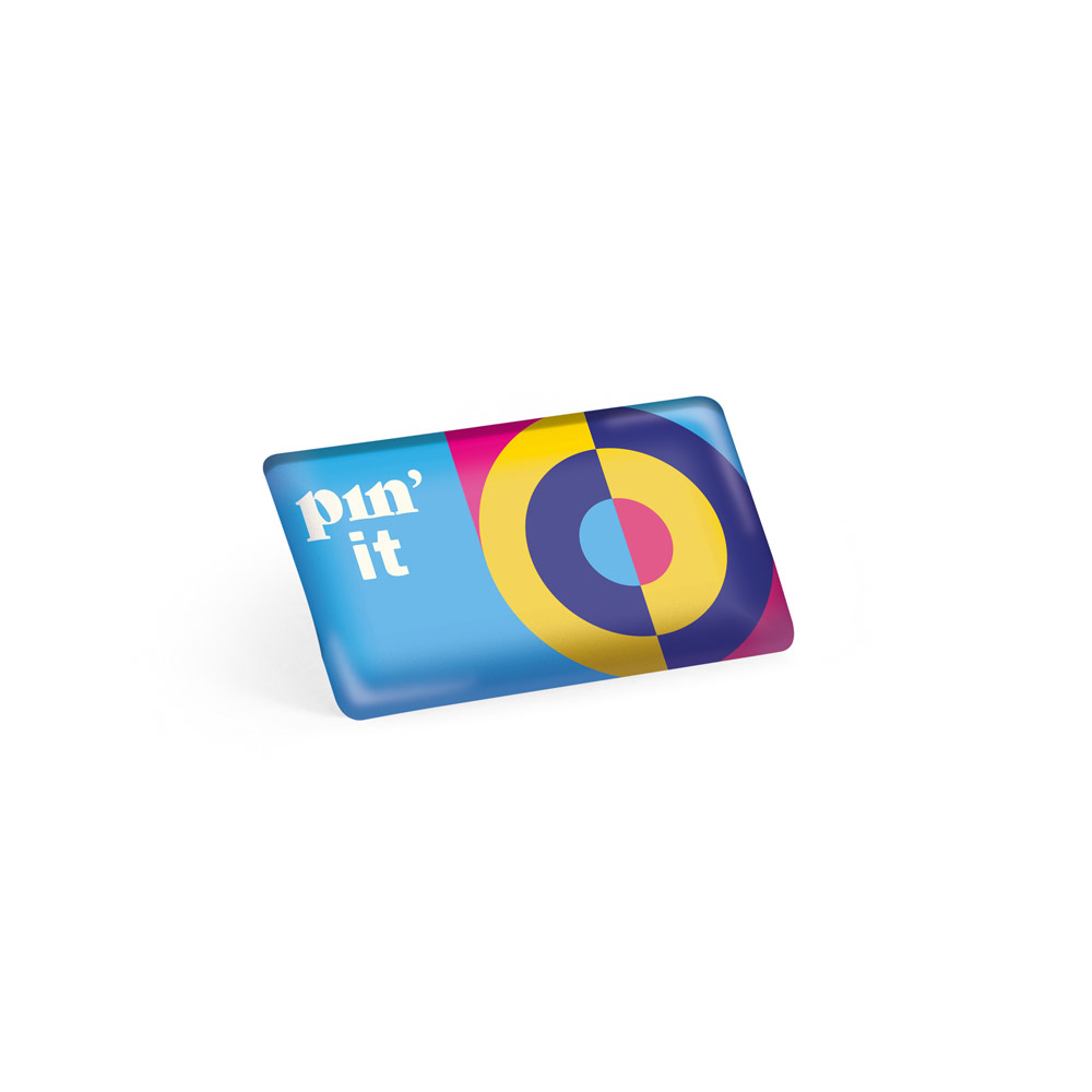 Doming 8 rectangle domed flexible badge with your logo, 25 × 15 mm