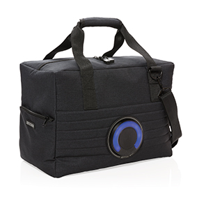 A cooler bag that features a detachable waterproof wireless speaker and LED - Bebington