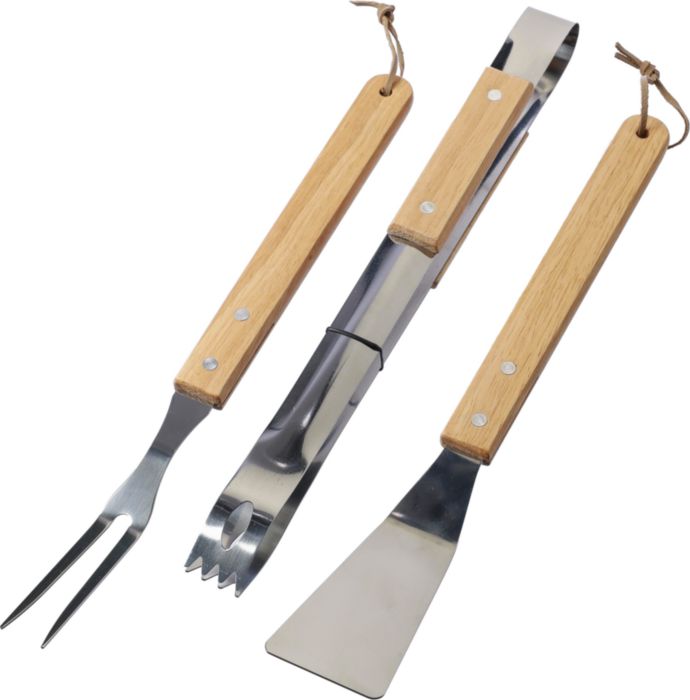 Stainless Steel BBQ Set with Wooden Handles - Braintree
