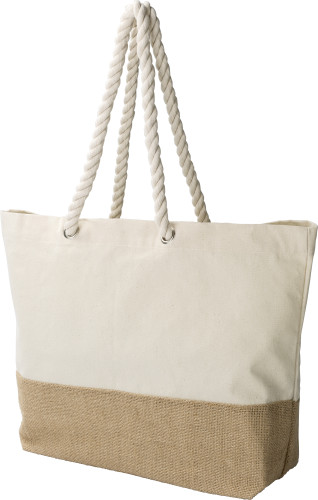 A shopping bag made of cotton (280 g/m2) with a jute detail at the bottom - Warminster