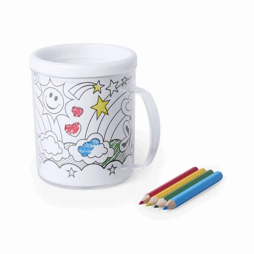 A mug that comes with pencils for coloring 320ml - Disley