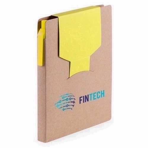 Bicolor Recycled Cardboard Sticky Notepad with Ball Pen - Worthing