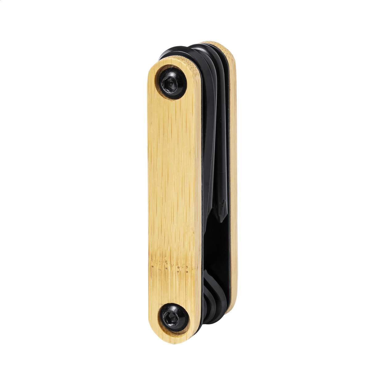 Gresley black carbon steel multi tool with bamboo handle and logo